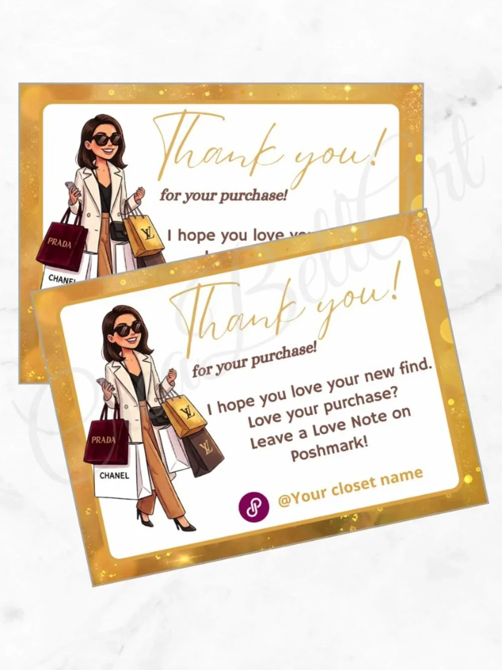 100 Personalized Fashion Thank You Cards Small Business, 4×3 in